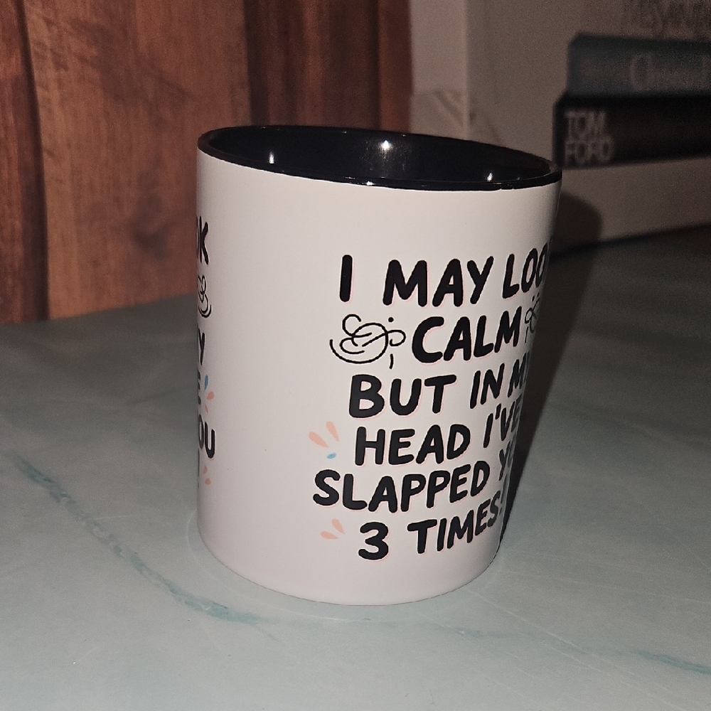 White and Black Ceramic Mug with Humorous Quote - Picture 4 of 5